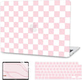 G JGOO Compatible with MacBook Air 13 inch Case 2026 2025-2022 M5 A3449 M4 A3240 M3 A3113 M2 A2681, Plastic Hard Shell for MacBook Air 13.6 inch Case +Keyboard Cover +Screen Protector, Pink Checkered