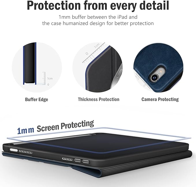 Antbox Case for iPad mini 7 A17 Pro, iPad mini 7th/6th Generation Case (2024/2021) with Pencil Holder Vegan Leather Smart Cover with Auto Sleep/Wake Stand Function