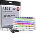 BTF-LIGHTING FCOB COB LED Strip Light IP66, WS2814 Smart IC RGBW 6000K Color Chasing Light, UL Listed DC24V 16.4FT 784LEDs/m High Density 10mm Width for Home Party DIY Decor(No Adapter or Controller)