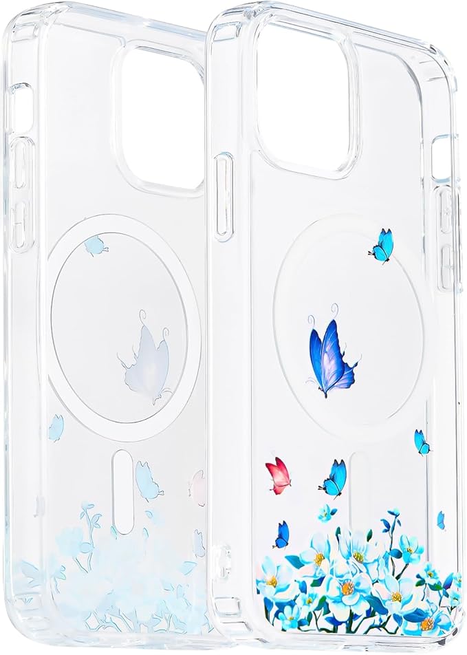 Magnetic Case for iPhone 11 Case, [Military Grade Drop Tested] [Compatible with MagSafe] Slim Protective Cover, Translucent Matte Shockproof Case 11 Phone Case 6.1", Clear Butter-Fly