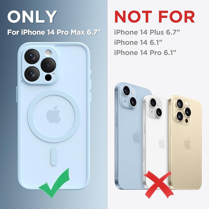 CAPRARO Magnetic for iPhone 14 Pro Max Case, [Compatible with MagSafe] [Full Camera Protection] Shockproof Protective Slim Translucent Matte Phone Case for iPhone 14 Pro Max 6.7'', Light Blue