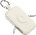 RORRY Portable Charger, 5000mAh Portable Charger Power Bank with Built-in Cables, Travel Keychain Battery Pack for Apple Watch Ultra/11/10/9/8/7/6/SE, iPhone Air/17/16/15/14/13/12, Starlight