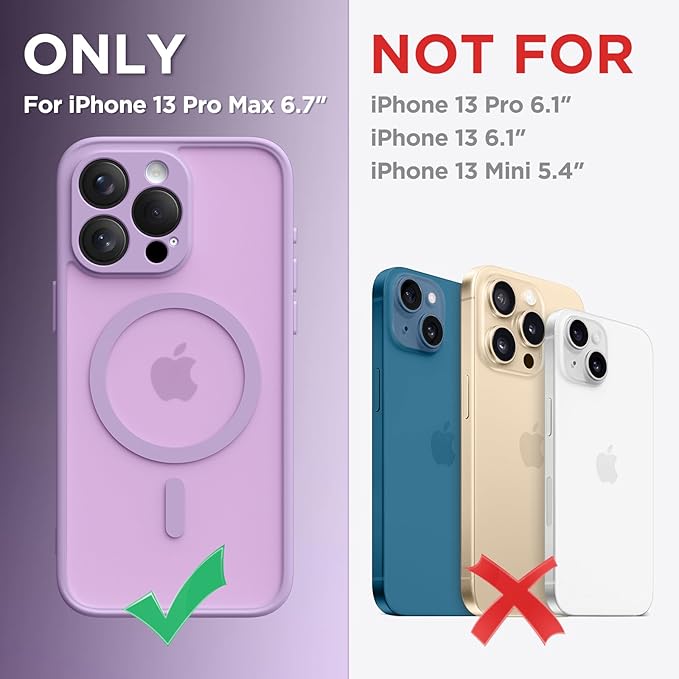 CAPRRO Magnetic for iPhone 13 Pro Max Case, [Compatible with MagSafe] [Full Camera Protection] Shockproof Protective Slim Translucent Matte Phone Case for iPhone 13 Pro Max 6.7'', Elegant Purple
