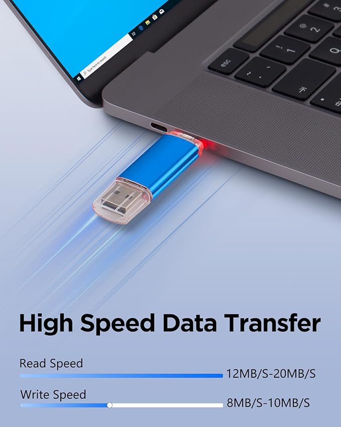 AreTop 32GB USB C Flash Drive USB 2.0 Dual Thumb Drive 32GB USB Drive 2-in-1 Portable Type-C Memory Stick for iPhone 16/15, Android Smartphone, Computers, MacBook, Tablets, 2 Pack, (Black & Blue)