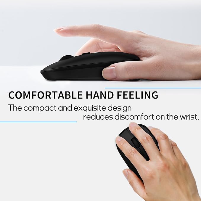 Small Wireless Mouse, Slim Mini Mouse, Portable Computer Mice with USB Receiver, Quiet Click, 2400 DPI, 2.4GHz Cordless Silent Mice for Laptop PC - Black
