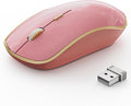 JOYACCESS Wireless Mouse for Laptop - Ultra Thin, Silent, 2400 DPI Portable Optical Mouse for Computer, MacBook, Windows, Chromebook, PC - Pink