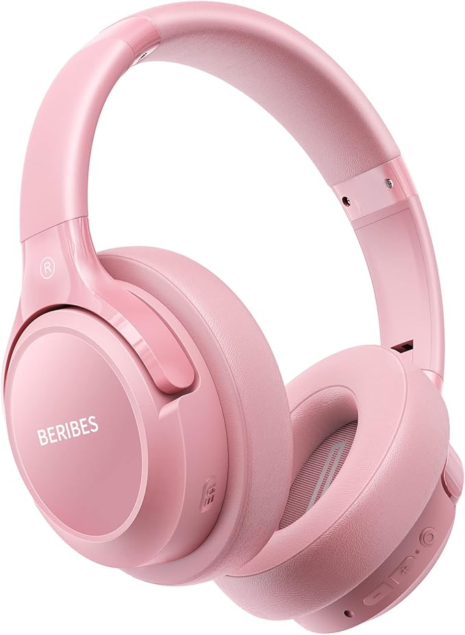 BERIBES Bluetooth Headphones Over Ear, 65H Playtime and 6 EQ Music Modes Wireless Headphones with Microphone, HiFi Stereo Foldable Lightweight Headsets, Deep Bass for Home Office Cellphone PC Ect.