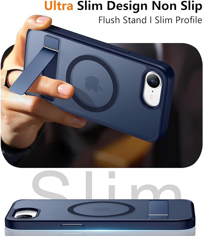 SPIDERCASE Magnetic for iPhone 17e Case for iPhone 16e Case, with [3 Stand Ways] [Military Grade Drop Protection] Invisible Stand Shockproof Slim Case for iPhone 17e/16e 6.1 inch, Blue