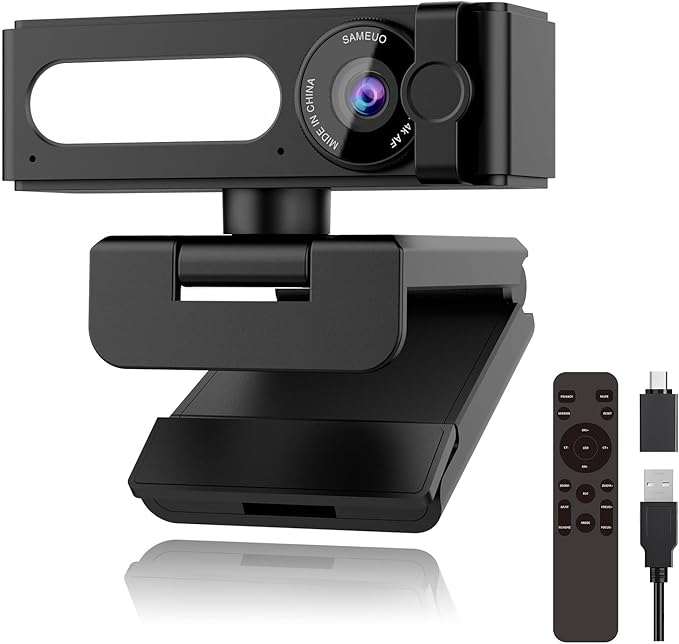 4K Webcam with Dual AI Noise-Cancelling Mics Autofocus, Auto Light Correction,120° FOV,Privacy Cover,Plug and Play Computer Camera for Microsoft Teams/Zoom/Google Voice/Skype/Facetime/YouTube,Black