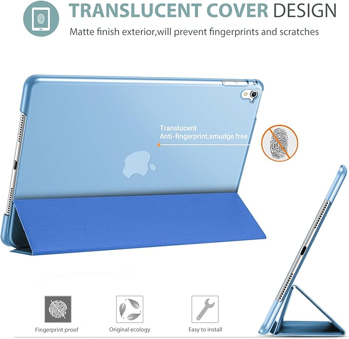 ProCase Smart Case for iPad Pro 9.7 Inch 2016, Ultra Slim Lightweight Stand Smart Case Shell with Translucent Frosted Back Cover for iPad Pro 9.7 Inch (A1673 A1674 A1675) -Blue