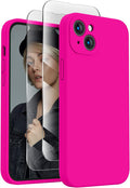 FireNova Designed for iPhone 13 Case, Silicone Upgraded [Camera Protection] Phone Case, Soft Anti-Scratch Microfiber Lining Inside, 6.1 inch, Hot Pink