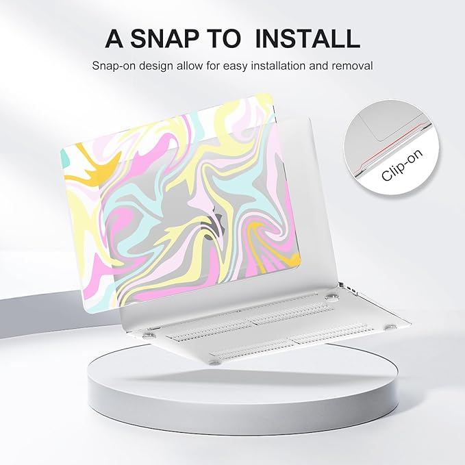 iCasso Compatible with MacBook Air 13 inch Case 2021, 2020-2018 Release M1 A2337 A2179 A1932, Colorful Fluid Protective Hard Shell Case +Keyboard Cover + Screen Protector（Fluid）