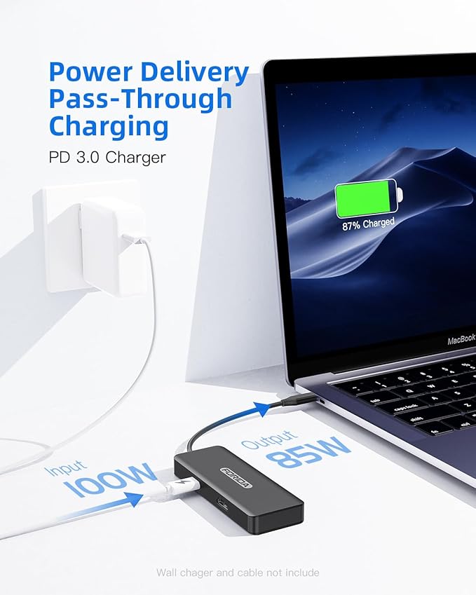 USB C Hub, 7 Ports USB MultiPort Adapter for MacBook Pro/Air, Type C to HDMI Dongle with 4K HDMI, 1 10Gbps USB C 3.2 Hubs, 2 USBA 2.0, 100W PD, SD/TF for iPhone 15/16 and Other Type C Devices