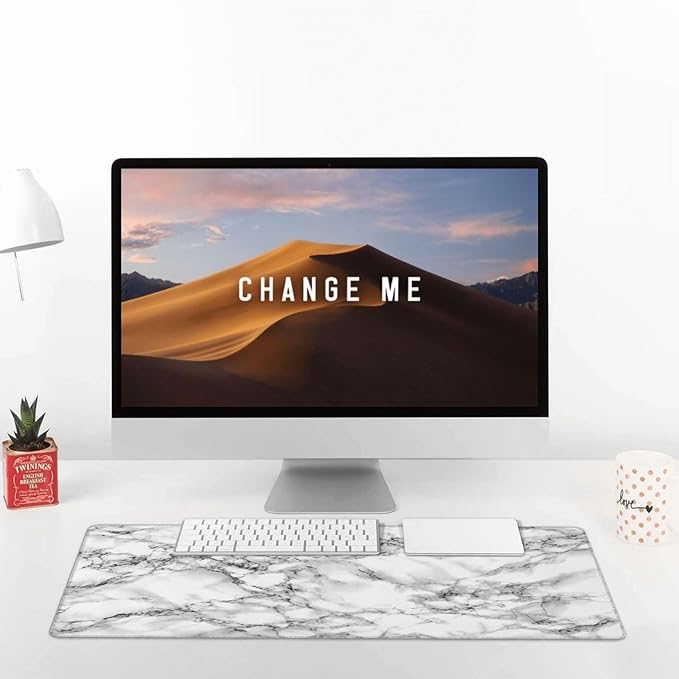Black and White Marble Large Extended Mouse Pads XL Mousepad with Stitched Edges Non-Slip Rubber Base Computer Keyboard Pad Desk Mat for Home Office Desk Decor, 29.5" X 15.8"