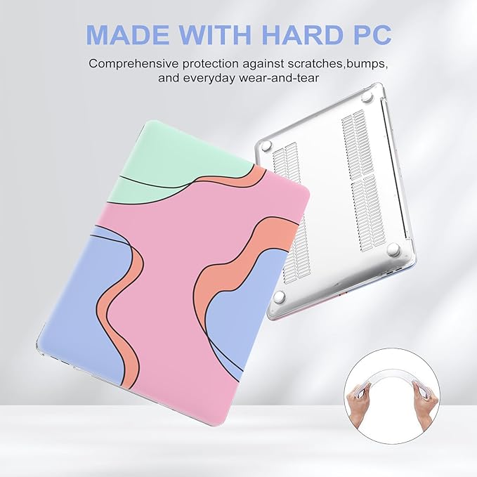 iCasso Compatible with MacBook Air 13 inch Case 2021 2020-2018 Release M1 A2337 A2179 A1932, Pattern Protective Hard Shell Case for MacBook 13.3''+Keyboard Cover + Screen Protector, Bright Irregular