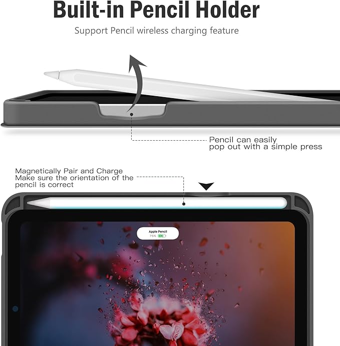 Antbox Case for iPad mini 7 A17 Pro, iPad mini 7th/6th Generation Case (2024/2021) with Pencil Holder Vegan Leather Smart Cover with Auto Sleep/Wake Stand Function