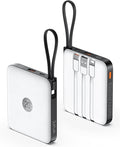 VRURC Battery Pack Charger Portable 10000mAh, 22.5W Power Bank Fast Charging with Built-in Cable, Cell Phone Power Bank for iPhone 17 16 15 & Early Series (White)