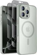 Symcele Designed for iPhone 16 Pro Case, Compatible with MagSafe, with Privacy Screen Protectors X2, [Camera Protection] [15FT Military Drop Protection] Shockproof Phone Case, 2024, Calke Green