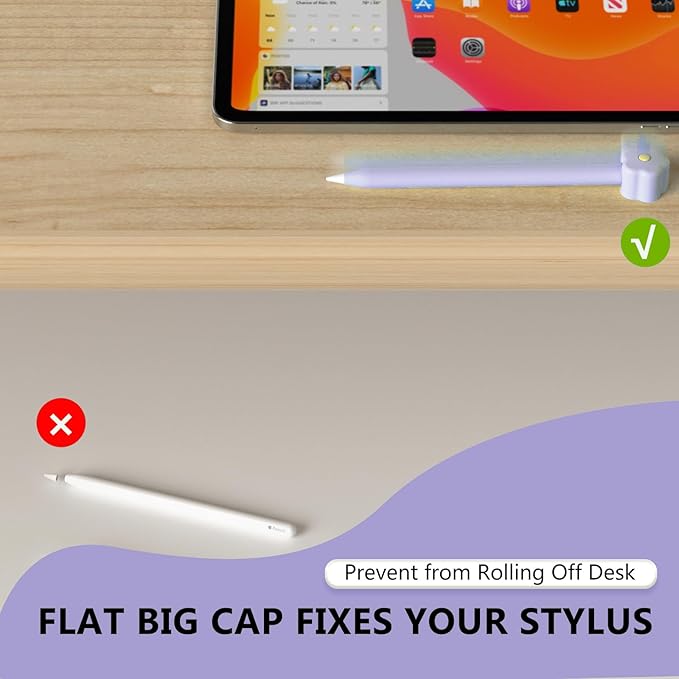 Silicone Case Compatible with Apple Pencil 2nd Generation, Pro - Cute Protective Cover Compatible with Apple Pen 2, Pencil Sleeve for ipad Pencil 2nd Gen, Shockproof Skin for iPad Pen (Purple)