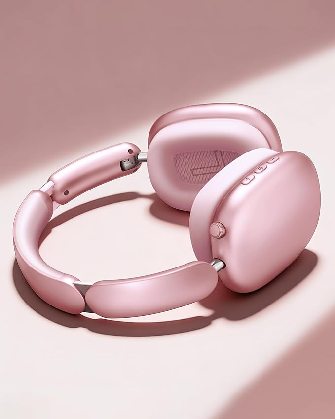 Wentronic Y02 Active Noise Cancelling Headphones, Wireless Over-Ear Bluetooth 5.4 Headphones, Multiple Modes, 60H Playtime, Hi-Res Audio, Big Bass, Foldable Lightweight for Travel Home Office, Pink
