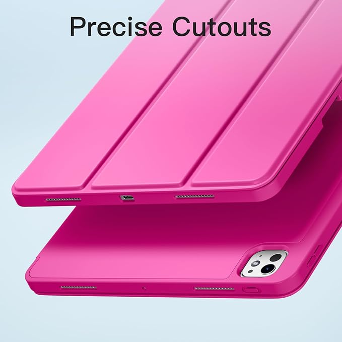 Akkerds Compatible with iPad Pro 13 Inch Case (M5/M4) 2025/2024, for iPad 13 Pro Case with Pencil Holder, Slim Trifold Stand Protective Cover with Soft TPU Back, Auto Wake/Sleep (Rose)