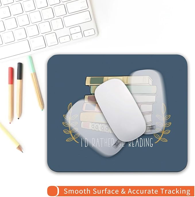 Square Mouse Pad Books, Personalized Premium-Textured Custom Mouse Mat Design, Washable Mousepad Cloth, Non-Slip Rubber Base Computer Mouse Pads for Wireless Mouse