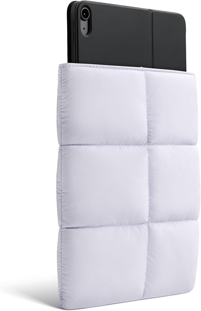 Comfyable Puffy 9-11 Inch Tablet Sleeve Compatible for 11 Inch iPad Pro M5, iPad Air M4 2026 with Magic Keyboard, Quilted Puffer Vertical Tablet Carrying Case for Women Men, Lavender