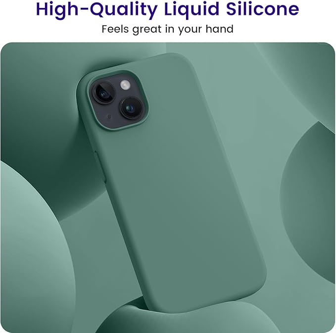 OTOFLY Compatible with iPhone 15 Plus Case, Silicone Shockproof Slim Thin Phone Case for iPhone 15 Plus (6.7 inch), (Pine Green)