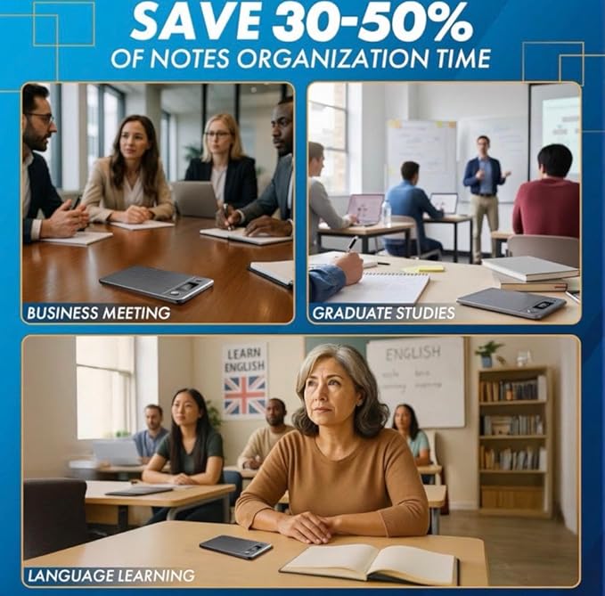 Note AI Voice Recorder with Playback | App Control | Transcribe & Summarize & Translate with AI Technology + Noise Cancelling | Ideal for Meetings, Calls & Interviews