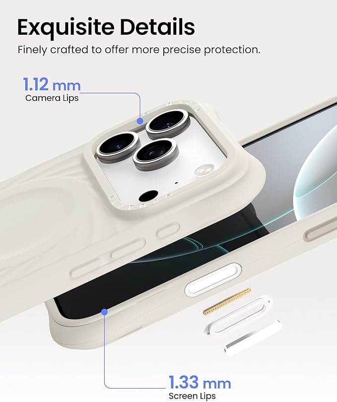ORNARTO Vortuxe for iPhone 17 Pro Case 6.3" | 2X MIL-STD Protection | Camera Control Button | Compatible with MagSafe | Sleek Aesthetic Liquid Silicone Phone Cover | Cream