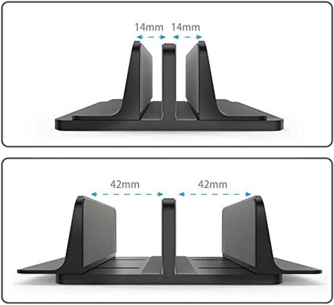 Universal Laptop Vertical Stand, Dual Desktop Adjustable Notebook Stand (up to 17.3 inches) for Samsung/HP/Dell/Chrome Book laptops (Black)