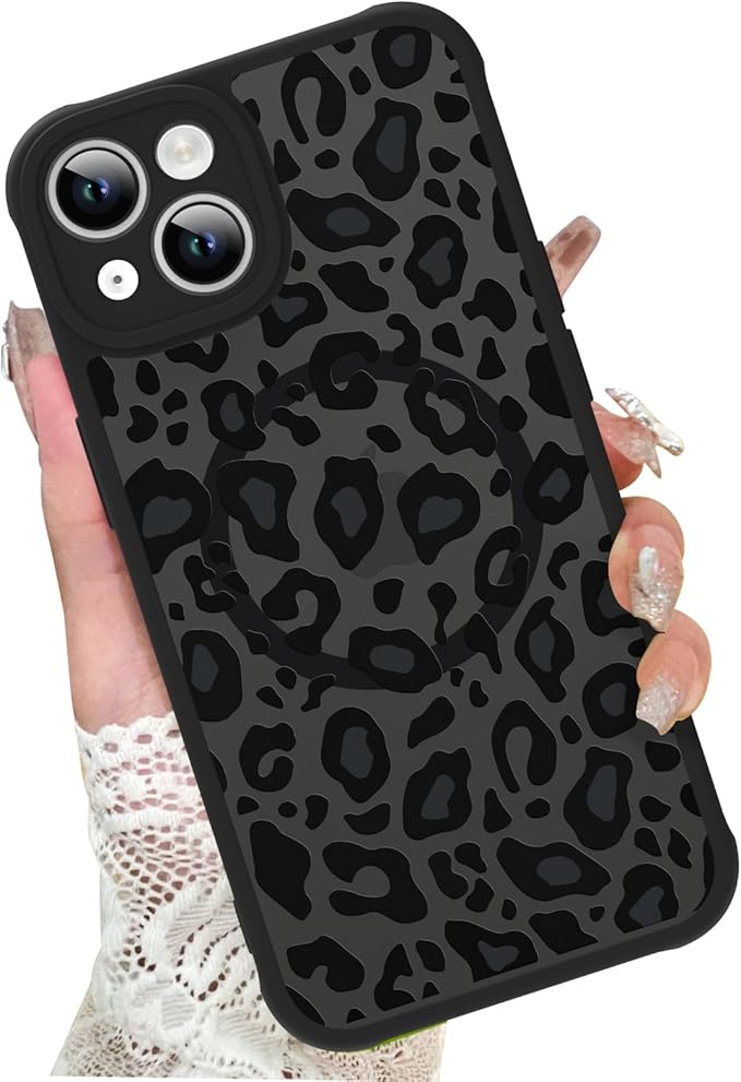 KANGHAR Case for iPhone 14 Plus Phone Case [Compatible with Magsafe] Leopard Printed Pattern Cute Cheetah Protective Magnetic Case for Girls Women Men 6.7"