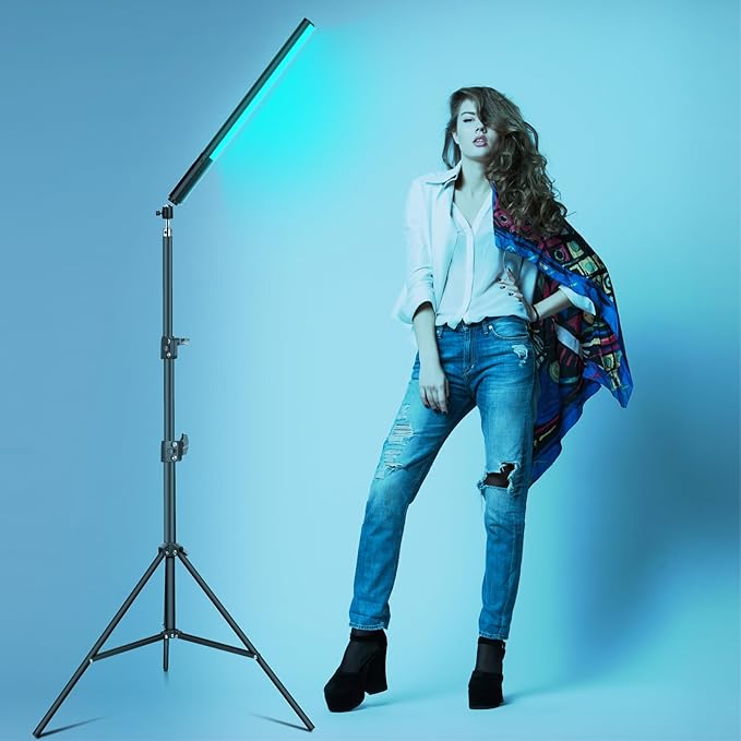 2 Pack RGB LED Video Light Wand Stick, Photography Studio Lighting Kits with Tripod & Remote Control, Dimmable Photography Light Wand 36 Colors 2500K-6500K