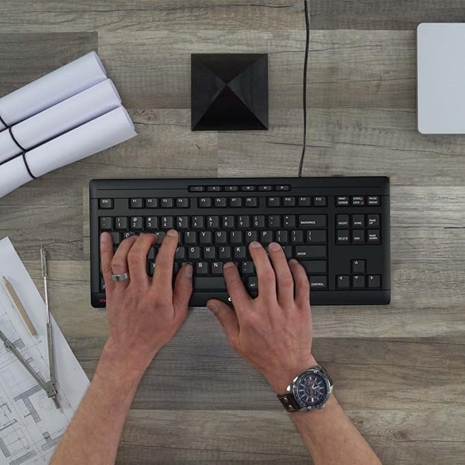 Cherry Stream Keyboard TKL, Wired Keyboard Without Number Pad, Whisper Quiet Keys, Unique Typing Feel, Slim Design, SX Scissor Switches, QWERTY, Black