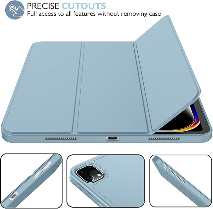 iMieet iPad Pro 13 Inch Case (M5/M4) 2025/2024 with Pencil Holder, Trifold Stand Smart Case with Soft TPU Back, Auto Wake/Sleep (Light Blue)