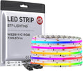 BTF-LIGHTING WS2811 Smart IC RGB FCOB COB LED Strip, UL Listed 720LEDs/m High Density Color Chasing Uniform Light, DC12V 16.4FT 12mm Width Tape Light for Home Party DIY Decor(No Adapter or Controller)