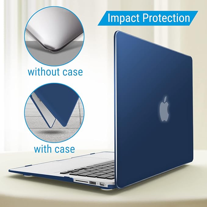 IBENZER Compatible with MacBook Air 11 Inch Case Model A1370 A1465, Soft Touch Plastic Hard Shell Case Bundle with Keyboard Cover for Mac Air 11, Navyl Blue, A11NVBL+1