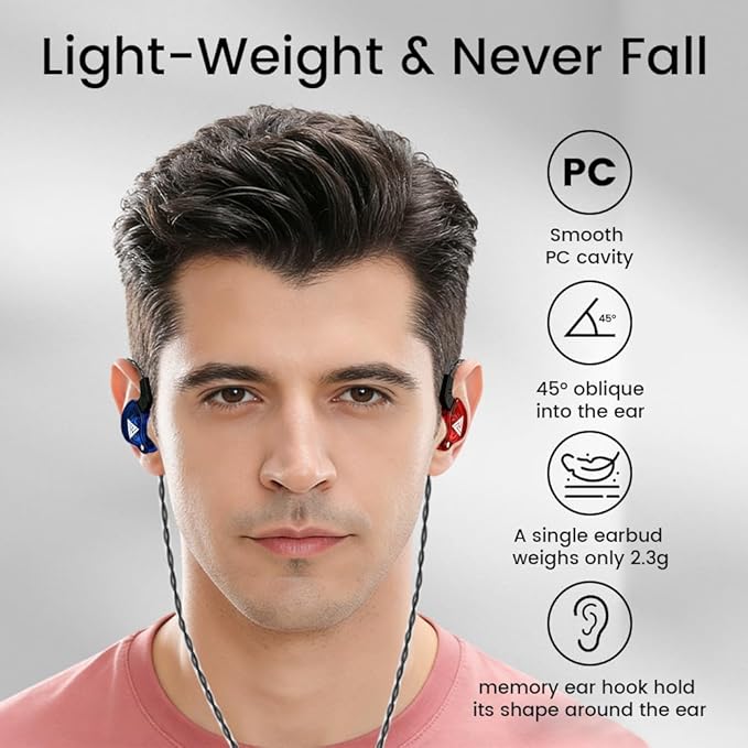 Gaming Earbuds with Mic,Universal 3.5mm HiFi Sport Headphones in Ear Earphone for Running with Microphone Headset Music Earbuds (withmic, Red and Blue)
