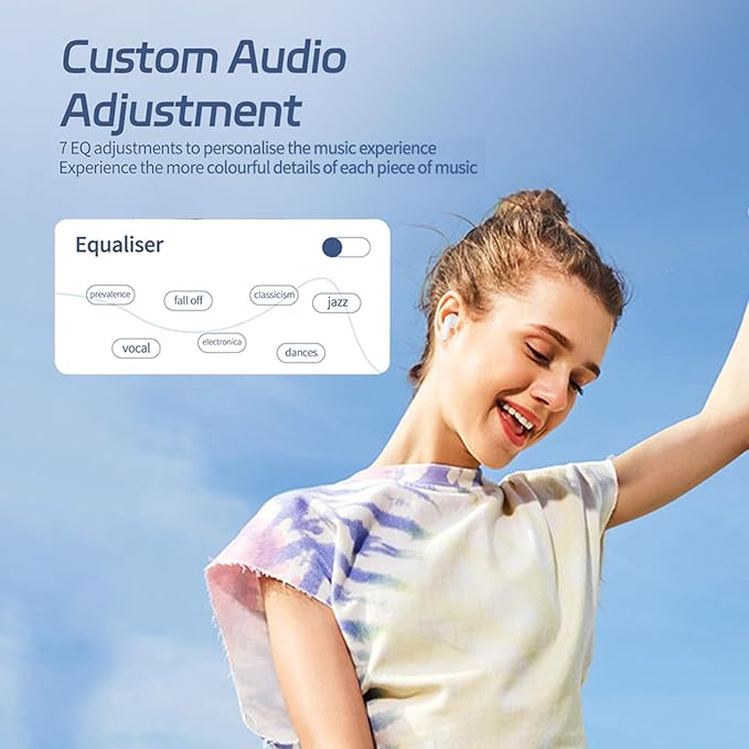 Wireless Touchscreen Earbuds with Smart Touch Screen Case - TWS True Wireless Bluetooth 5.4 Headphones - ANC Active Noise Cancelling - Blue Tooth Earphones for iPhone Android
