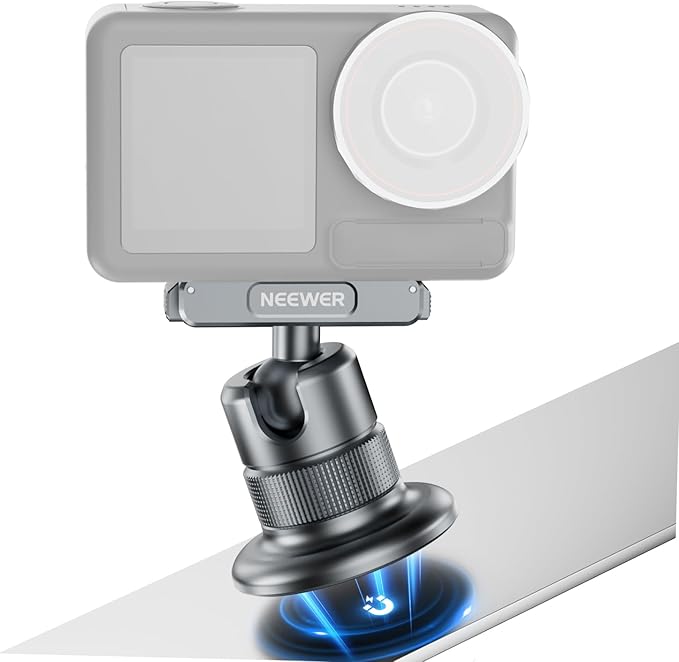 NEEWER Magnetic Camera Mount Compatible with DJI Osmo 360 / Action 5 Pro/4/3, 360° Quick Release Ball Head Adapter Mount 1/4" Thread for POV Shots, Camera Cage, Selfie Stick, Tripod, AC013 Dark Gray
