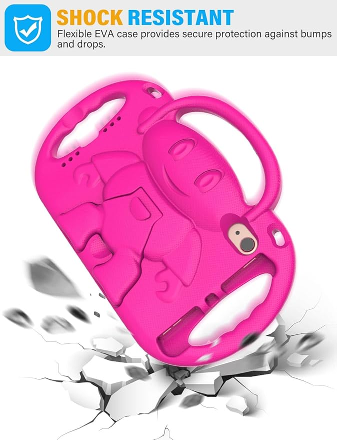 Kids Case for iPad mini 7 (A17 Pro) 2024/ Mini 6 2021, iPad mini 7th/6th Generation Case with Shoulder Strap - Durable Shockproof with Handle Stand Protective Cover for iPad 8.3 Inch, Pink