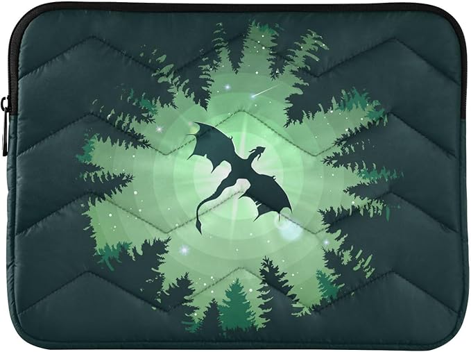 Cute Laptop Sleeve 13 inch Forest Dragon Starry Sky Dragon Green Laptop Cover for Women's 14 inch Waterproof Tablet Bag
