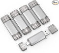 RAOYI 5 Pack 64GB USB C Flash Drive, 2 in 1 USB 3.0 Type C Dual OTG Metal Thumb Drive Jump Drive Memory Stick with Keychain Suitable for USB-C Smartphones, MacBook, Computers and Tablets (Silver)