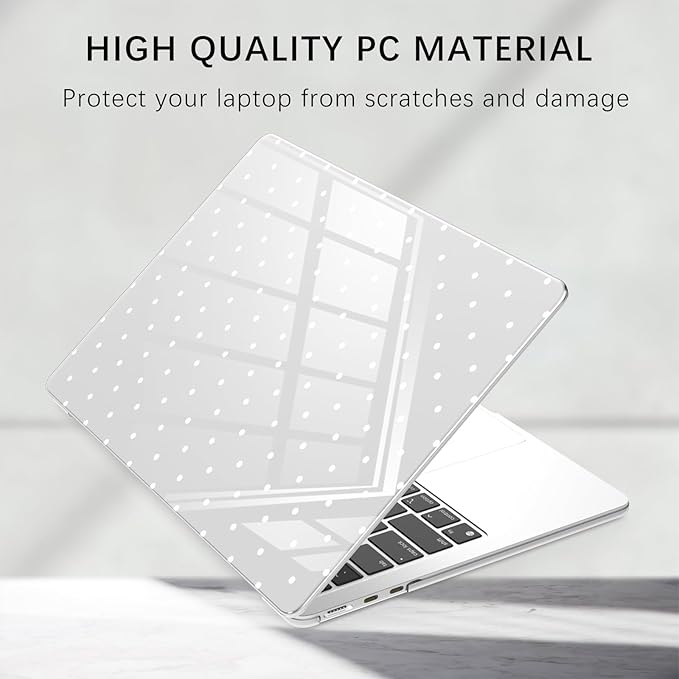 Compatible with MacBook Pro 16 inch Case M5 M4 M3 M2 M1 Pro/Max 2026-2021 A3429 A3428 A3403 A3186 A2991 A2780 A2485, Cute White Polka Dot Protective Hard Shell Clear Cover