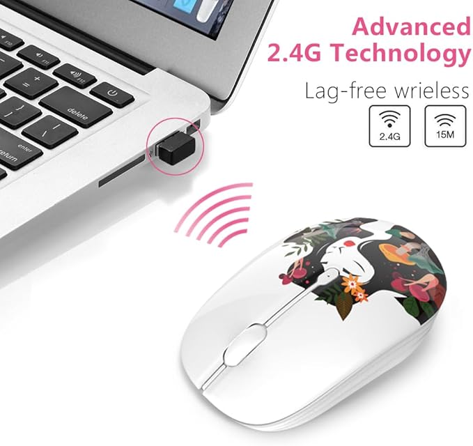 JUHOO Wireless Mouse with Nano Receiver for PC, Laptop, Notebook, Computer, MacBook, Less Noise, Portable Mobile Optical Mice