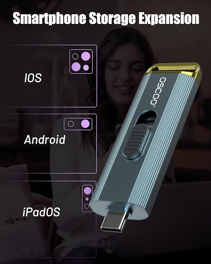 2TB Portable SSD, Up to 2100MB/s, Supports Apple 4K 60fps ProRes, External Hard Drive USB 3.2 with USB-C & A for iPhone 15/16/17, Android, Mac & PC, Ideal for Photographers & Content Creators