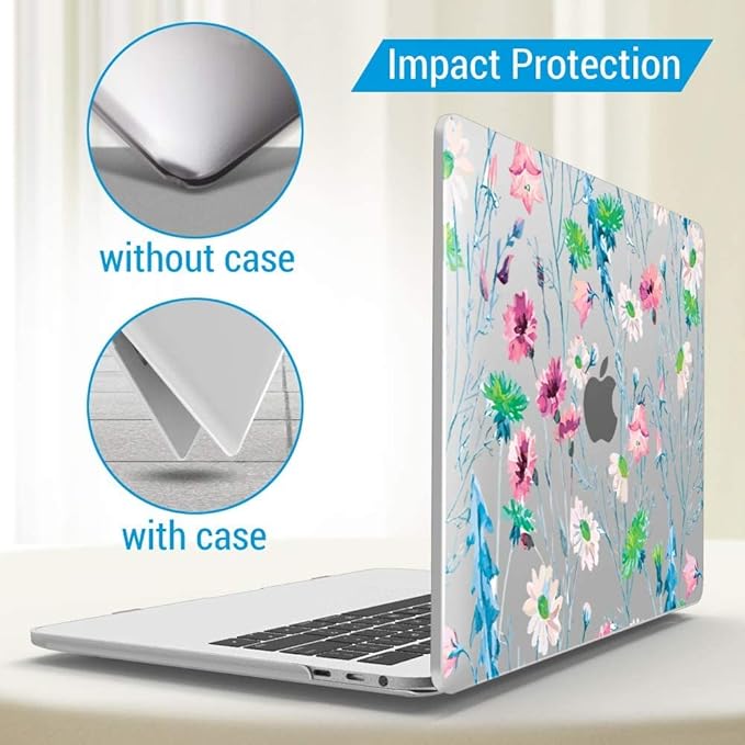 IBENZER Compatible with Old Version MacBook Air 13 Inch Case (2010-2017 Release). Models: A1466 / A1369, Plastic Hard Shell Case with Keyboard Cover for Mac Air 13, Daisy, A13BFL+1