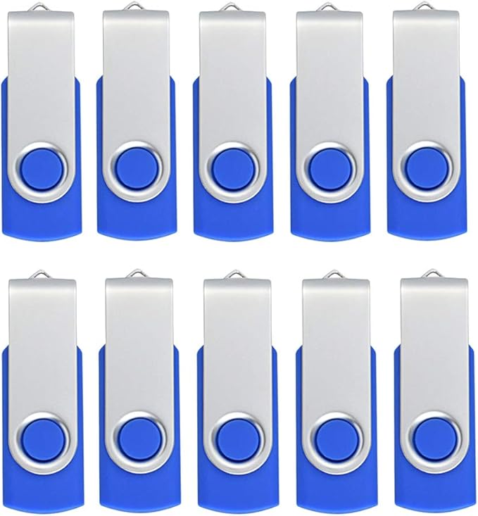 Aiibe 10 Pack 4GB Flash Drive USB Flash Drive Thumb Drives USB 2.0 Memory Stick Wholesale/Lot/Bulk (4GB, 10 Pack, Blue)