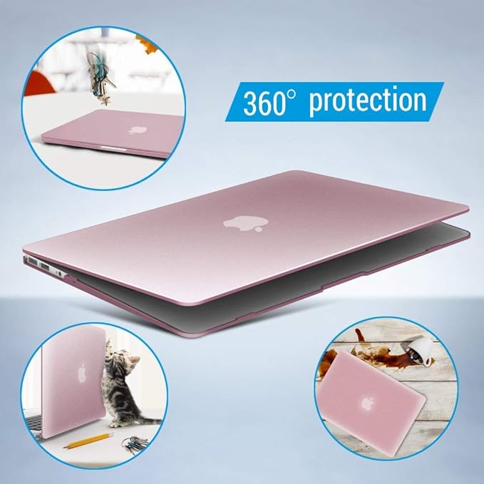 IBENZER Compatible with MacBook Air 11 Inch Case Model A1370 A1465, Soft Touch Plastic Hard Shell Case Bundle with Keyboard Cover for Mac Air 11, Rose Gold, A11MPK+1A