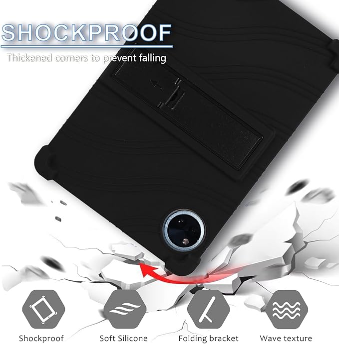 ATOOZ for DOOGEE U11 Case 11 Inch,Soft Silicone Kids Case for DOOGEE U11 Pro Tablet 2025/Teclast P50 Tablet with Stand (Black)
